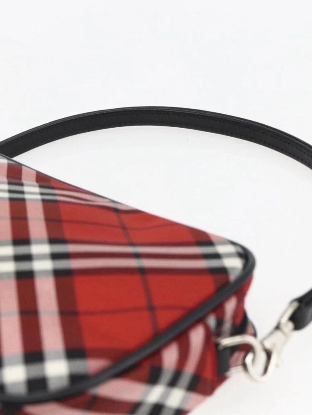 BURBERRY Nova Check Blue Label Accessory Pouch Nylon Red Black Auth am10838V - Picture 9 of 16